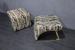 Milo Baughman Milo Baughman Style Brass Frame Benches in Donghia Upholstery - 2645469