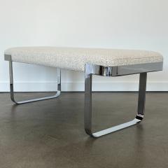 Milo Baughman Milo Baughman Style Chrome Bench by Tri Mark in Pierre Frey Boucl  - 2990792