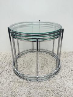 Milo Baughman Milo Baughman Style Chrome Glass Stacking Nesting Side Tables - 1326101