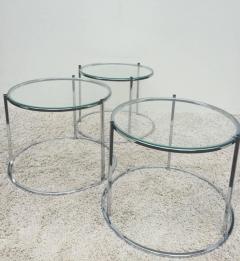 Milo Baughman Milo Baughman Style Chrome Glass Stacking Nesting Side Tables - 1326110