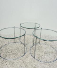 Milo Baughman Milo Baughman Style Chrome Glass Stacking Nesting Side Tables - 1326111