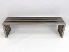 Milo Baughman Milo Baughman Style Chrome Slat Bench 59  - 3280243