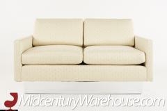 Milo Baughman Milo Baughman Style Classic Gallery Mid Century Chrome Plinth Base Loveseat - 2581217