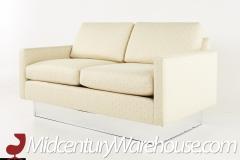 Milo Baughman Milo Baughman Style Classic Gallery Mid Century Chrome Plinth Base Loveseat - 2581218