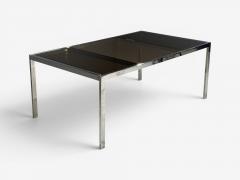Milo Baughman Milo Baughman Style Expanding Dining Table Chrome Smoked Glass USA 1970s - 4695411