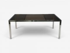 Milo Baughman Milo Baughman Style Expanding Dining Table Chrome Smoked Glass USA 1970s - 4695412