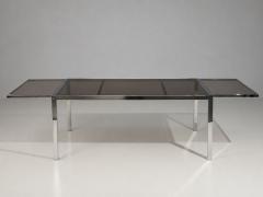 Milo Baughman Milo Baughman Style Expanding Dining Table Chrome Smoked Glass USA 1970s - 4695413