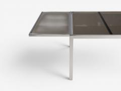 Milo Baughman Milo Baughman Style Expanding Dining Table Chrome Smoked Glass USA 1970s - 4695416