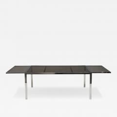 Milo Baughman Milo Baughman Style Expanding Dining Table Chrome Smoked Glass USA 1970s - 4697886