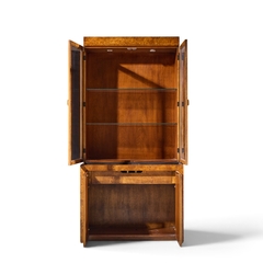 Milo Baughman Milo Baughman Style Mid Century Burlwood and Brass Credenza with Hutch - 4788799
