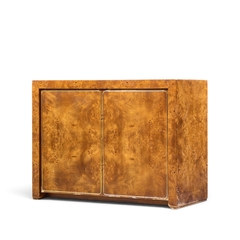 Milo Baughman Milo Baughman Style Mid Century Burlwood and Brass Credenza with Hutch - 4788800