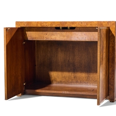 Milo Baughman Milo Baughman Style Mid Century Burlwood and Brass Credenza with Hutch - 4788803