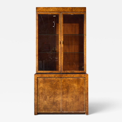 Milo Baughman Milo Baughman Style Mid Century Burlwood and Brass Credenza with Hutch - 4789462