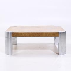 Milo Baughman Milo Baughman Style Mid Century Burlwood and Chrome Coffee Table - 4185660