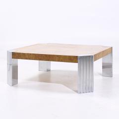Milo Baughman Milo Baughman Style Mid Century Burlwood and Chrome Coffee Table - 4185661
