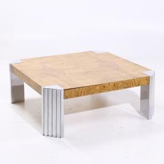 Milo Baughman Milo Baughman Style Mid Century Burlwood and Chrome Coffee Table - 4185664