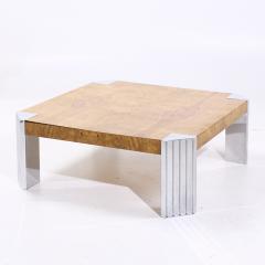 Milo Baughman Milo Baughman Style Mid Century Burlwood and Chrome Coffee Table - 4185666