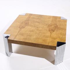 Milo Baughman Milo Baughman Style Mid Century Burlwood and Chrome Coffee Table - 4185668