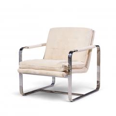 Milo Baughman Milo Baughman Style Mid Century Chrome Lounge Chairs Pair - 4820421