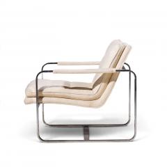 Milo Baughman Milo Baughman Style Mid Century Chrome Lounge Chairs Pair - 4820425