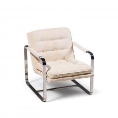 Milo Baughman Milo Baughman Style Mid Century Chrome Lounge Chairs Pair - 4820429