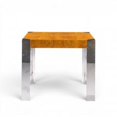 Milo Baughman Milo Baughman Style Mid Century Chrome and Burlwood Dining Table - 4684085
