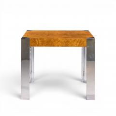 Milo Baughman Milo Baughman Style Mid Century Chrome and Burlwood Dining Table - 4684086