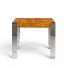 Milo Baughman Milo Baughman Style Mid Century Chrome and Burlwood Dining Table - 4684089