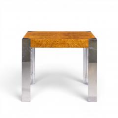 Milo Baughman Milo Baughman Style Mid Century Chrome and Burlwood Dining Table - 4684090