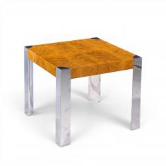 Milo Baughman Milo Baughman Style Mid Century Chrome and Burlwood Dining Table - 4684091