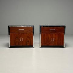 Milo Baughman Milo Baughman Style Mid Century Modern Nightstands Rosewood Chrome 1970s - 3858853