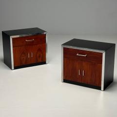 Milo Baughman Milo Baughman Style Mid Century Modern Nightstands Rosewood Chrome 1970s - 3858854