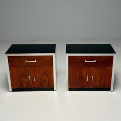 Milo Baughman Milo Baughman Style Mid Century Modern Nightstands Rosewood Chrome 1970s - 3858855