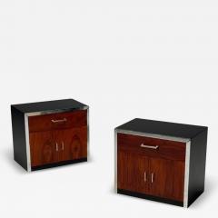 Milo Baughman Milo Baughman Style Mid Century Modern Nightstands Rosewood Chrome 1970s - 3860181