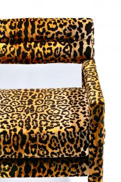 Milo Baughman Milo Baughman Style Mid Century Modern Parsons Chair in Leopard Velvet c 1970 - 4089617