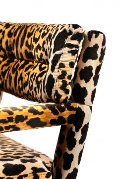 Milo Baughman Milo Baughman Style Mid Century Modern Parsons Chair in Leopard Velvet c 1970 - 4089620