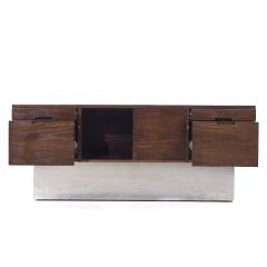 Milo Baughman Milo Baughman Style Mid Century Rosewood and Chrome Plinth Credenza - 3936582