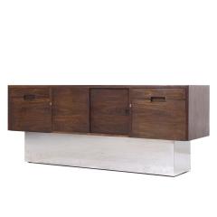 Milo Baughman Milo Baughman Style Mid Century Rosewood and Chrome Plinth Credenza - 3936584