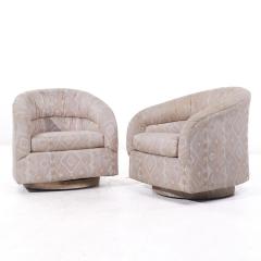 Milo Baughman Milo Baughman Style Mid Century Swivel Barrel Lounge Chairs Pair - 3919387