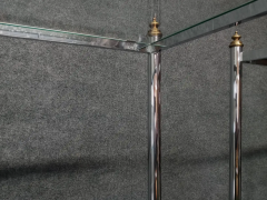 Milo Baughman Milo Baughman Style Pair Vintage Chrome Glass Brass Etagere Shelves Mid Century - 2559590