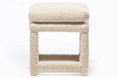 Milo Baughman Milo Baughman Style Pair of Parsons Ottomans Benches in Ivory Boucl  - 2997804