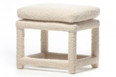 Milo Baughman Milo Baughman Style Pair of Parsons Ottomans Benches in Ivory Boucl  - 2997832