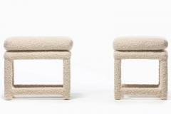 Milo Baughman Milo Baughman Style Pair of Parsons Ottomans Benches in Ivory Boucl  - 2997845