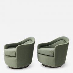 Milo Baughman Milo Baughman Style Teardrop Lounge Chairs in Vendome Mohair - 4419229