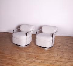 Milo Baughman Milo Baughman Swivel Lounge Chairs in Boucle 1960s Modern Design - 4654774