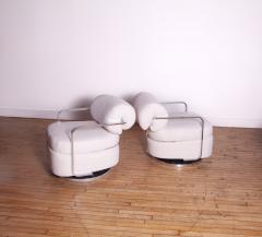 Milo Baughman Milo Baughman Swivel Lounge Chairs in Boucle 1960s Modern Design - 4654775