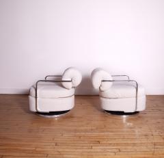 Milo Baughman Milo Baughman Swivel Lounge Chairs in Boucle 1960s Modern Design - 4654779