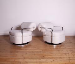 Milo Baughman Milo Baughman Swivel Lounge Chairs in Boucle 1960s Modern Design - 4654780