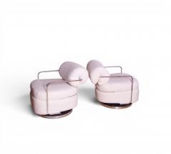 Milo Baughman Milo Baughman Swivel Lounge Chairs in Boucle 1960s Modern Design - 4659468