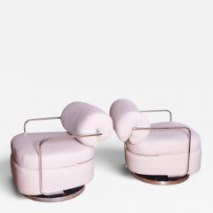 Milo Baughman Milo Baughman Swivel Lounge Chairs in Boucle 1960s Modern Design - 4659469